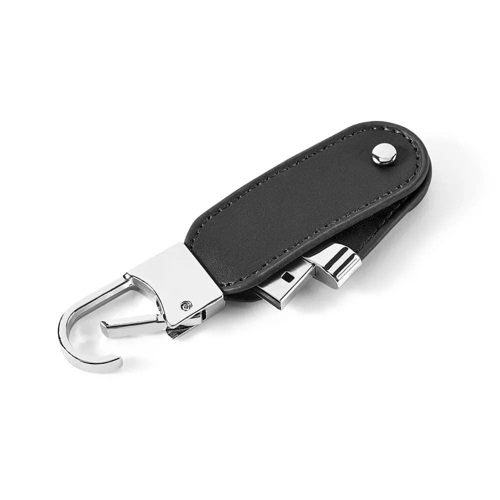 USB-Speicher mit 8GB und Karabinerclip aus PU - BRAGG 8GB - Schwarz