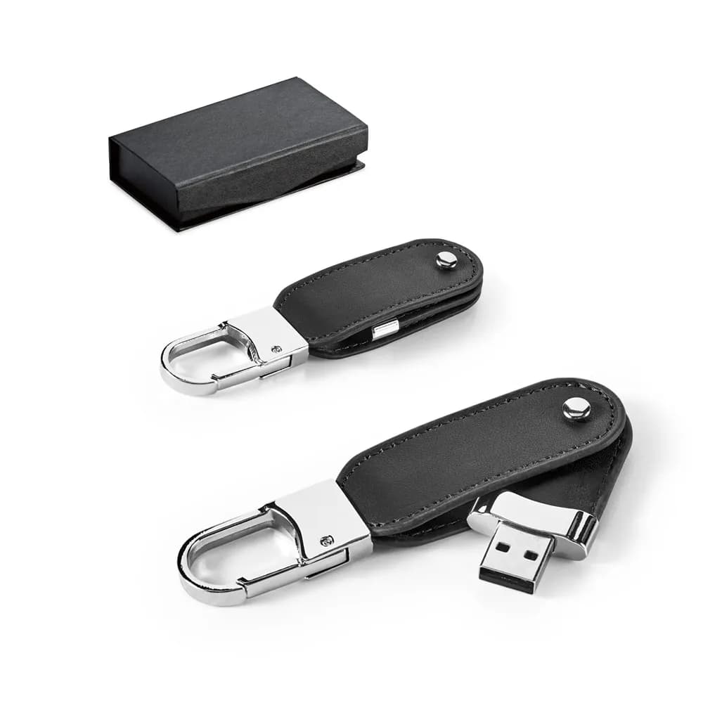 USB-Speicher mit 8GB und Karabinerclip aus PU - BRAGG 8GB - Schwarz