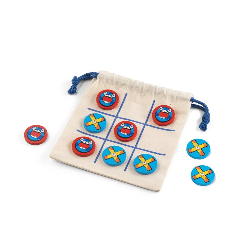 Klassisches 3-Gewinnt-Spiel aus Sperrholz, bestehend aus 10 Teilen - CROSSES - Naturhell