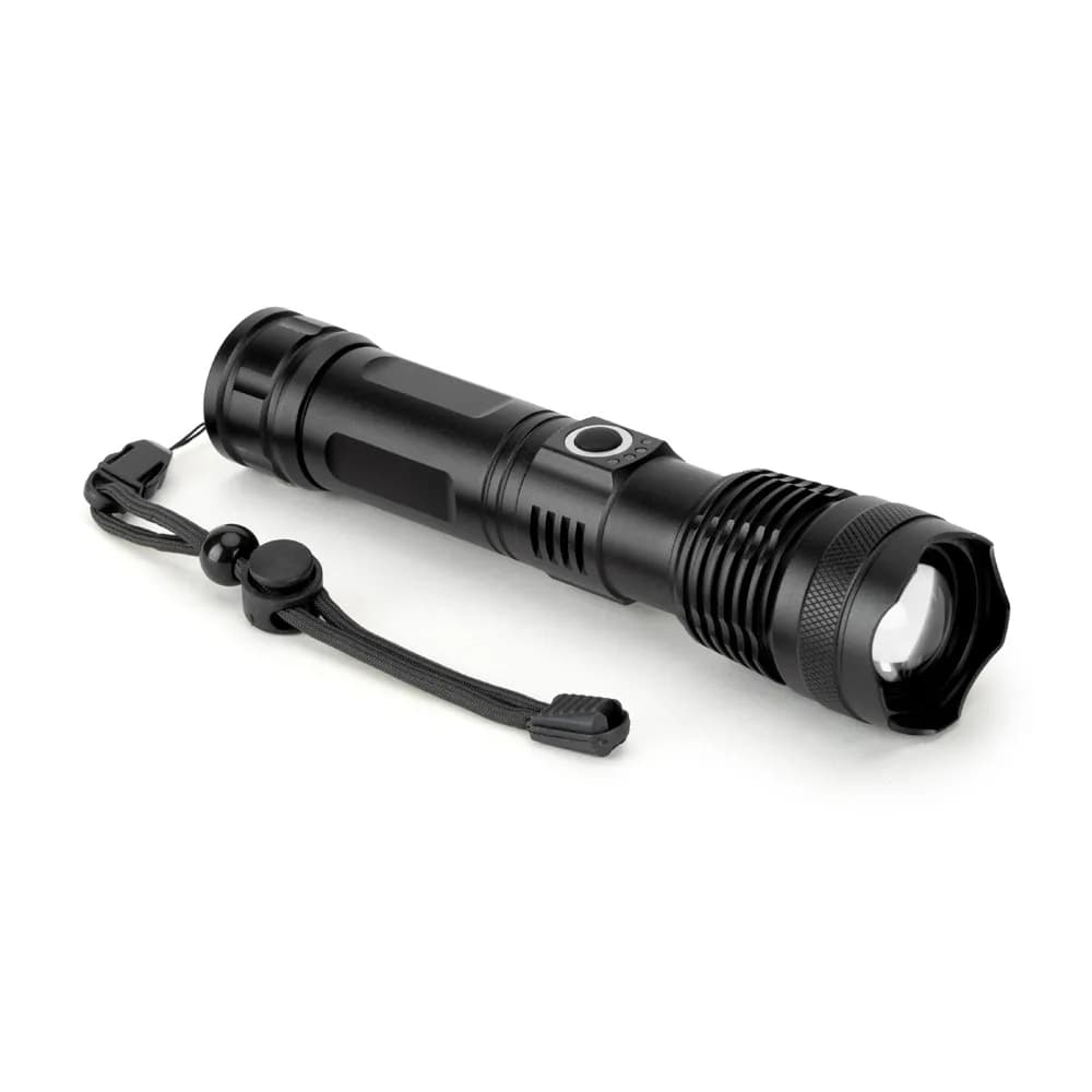 Recycled aluminium rechargeable torch (100% rAL) 10 W - YVIAN - Schwarz