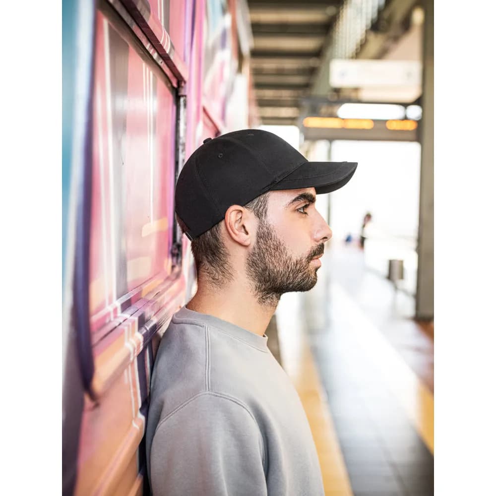 Mütze aus gebürsteter (65% recycelter) Baumwolle - RYAN - Schwarz