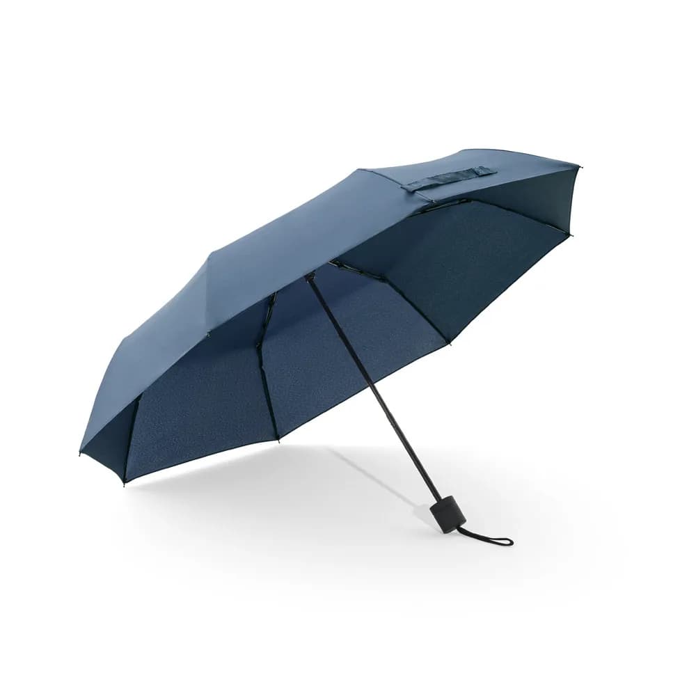 Regenschirm 21, aus recyceltem Polyester (100% rPET) Pongee 190T, in 3 Teile faltbar - AIDEN - Blau