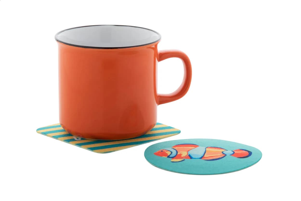 RPET Filz Untersetzer, Kreis - CreaFelt Drink - weiß (-A)