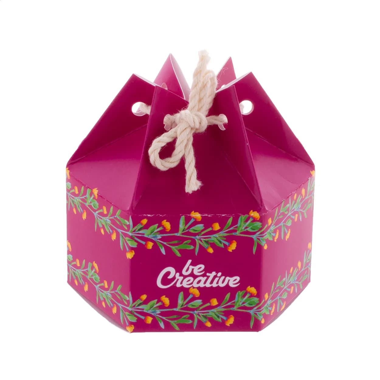 Sechseckige Geschenkbox - CreaBox HexaCord S - weiß