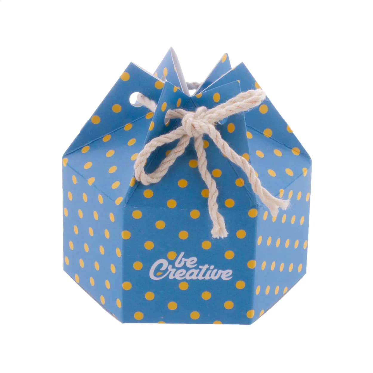 Sechseckige Geschenkbox - CreaBox HexaCord S - weiß