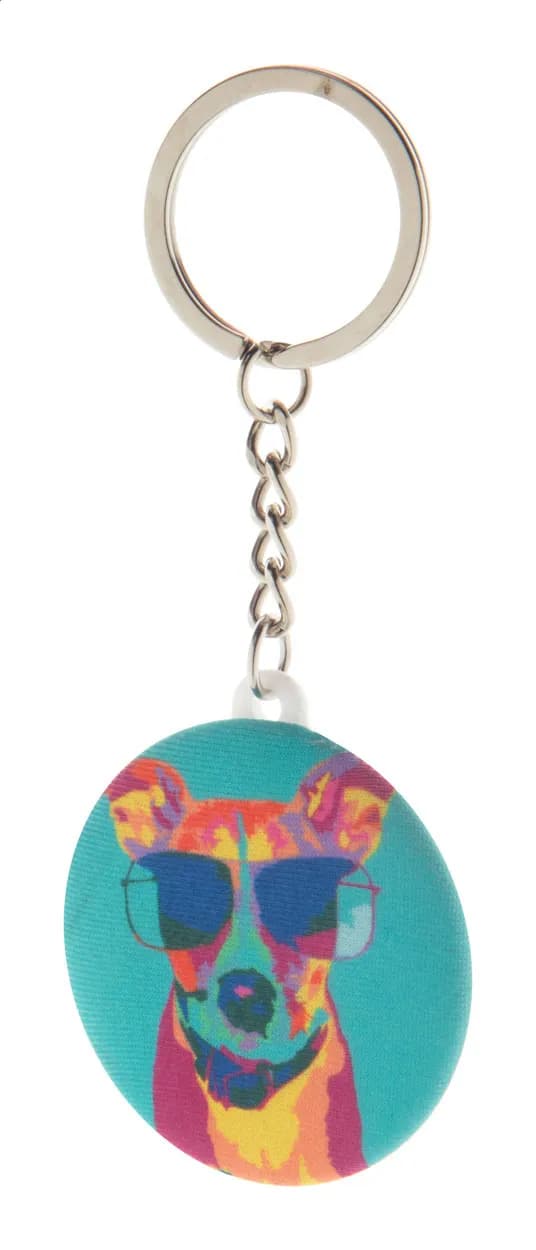 Button-Schlüsselanhänger - KeyBadge RPET Mini - weiß