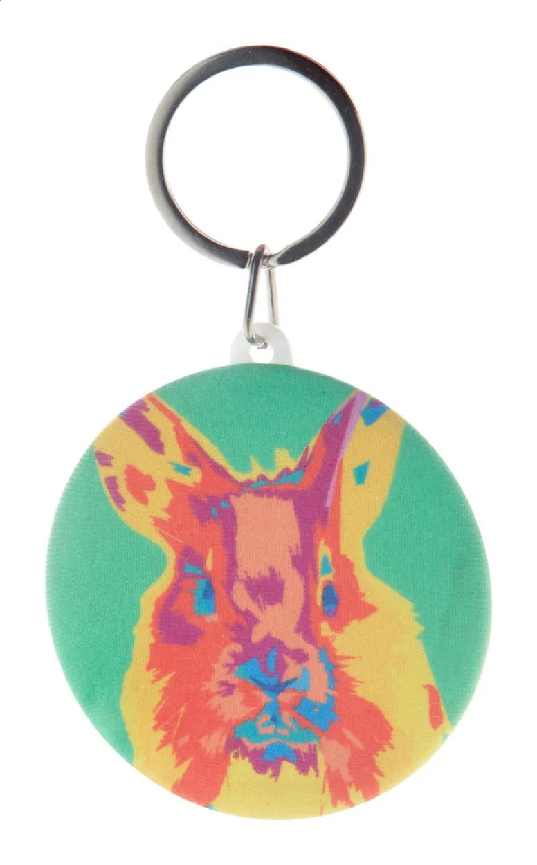 Button-Schlüsselanhänger - KeyBadge RPET Maxi - weiß