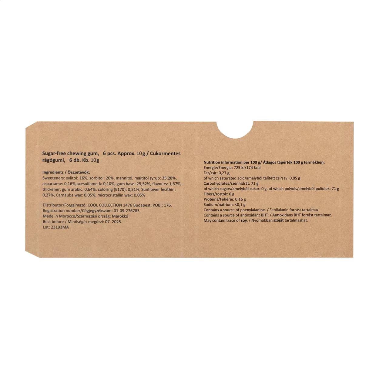 Individuell bedruckbarer Kaugummiblister - CreaChew 6 Eco - natur