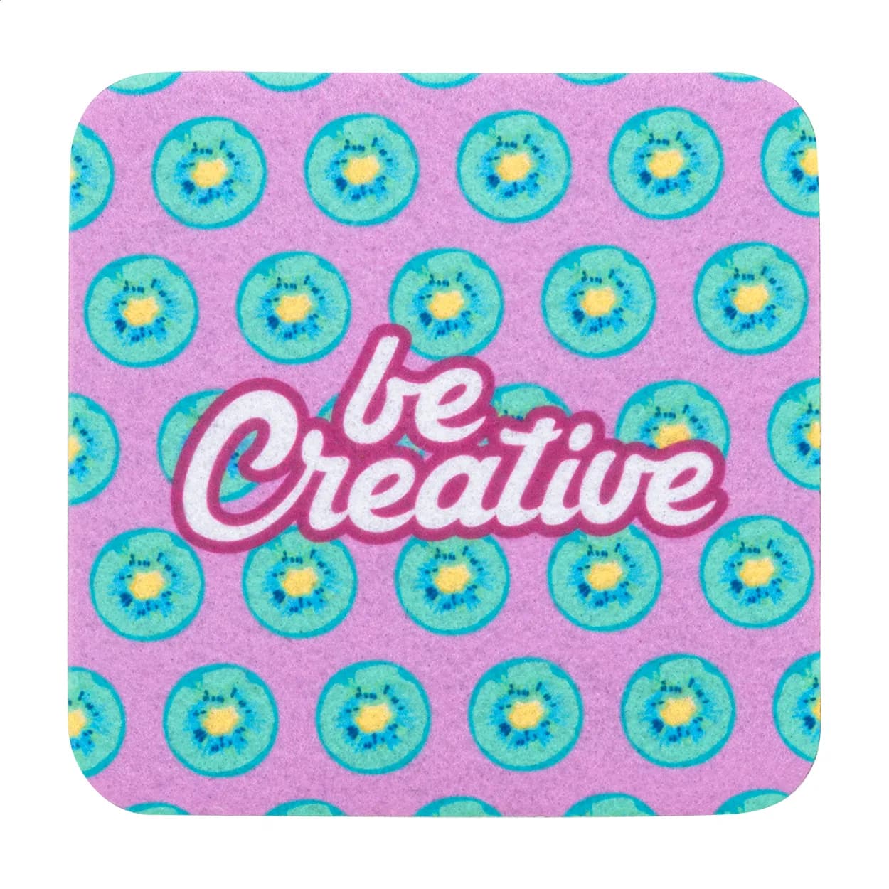 RPET-Filzuntersetzer, rund - CreaFelt Drink Plus - weiß (-B)