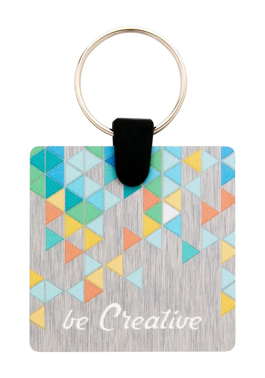 Schlüsselanhänger (quadratisch) - Aluudy C - silber