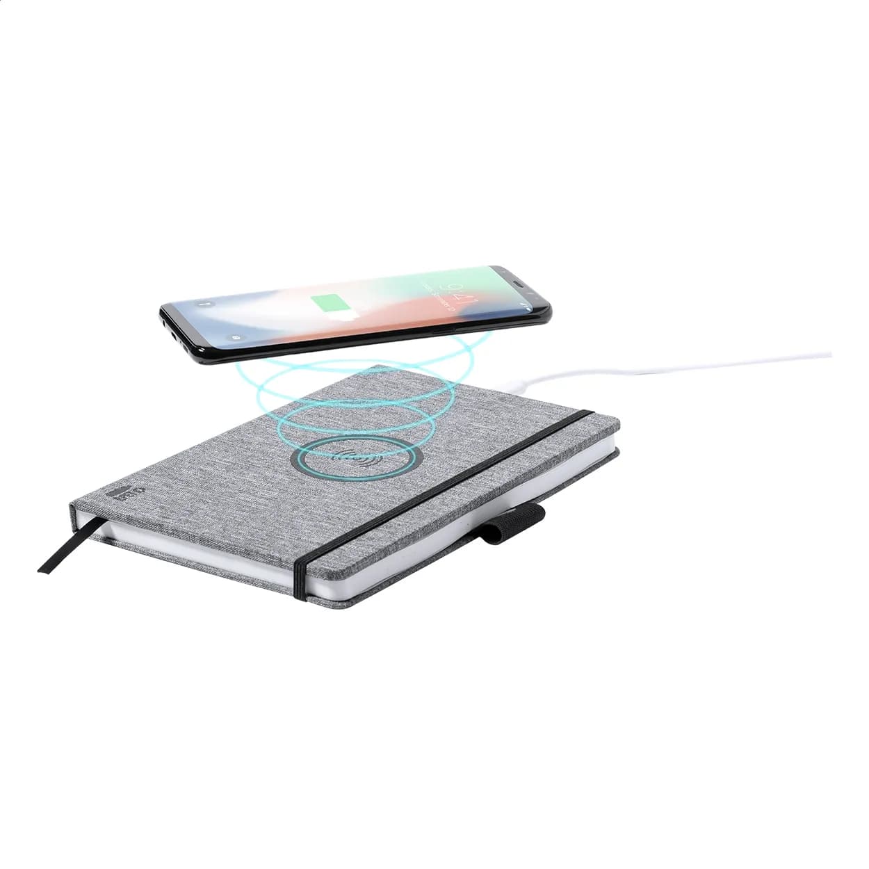 Notizbuch mit Wireless-Charger - Charbuk - grau (-77)