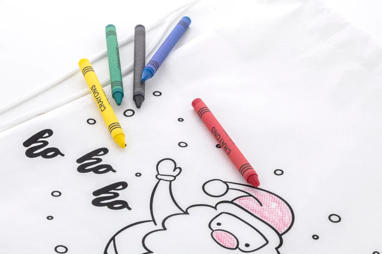 Weinachtlicher Kordelzugbeutel zum Ausmalen - Julfar Bag B - weiß