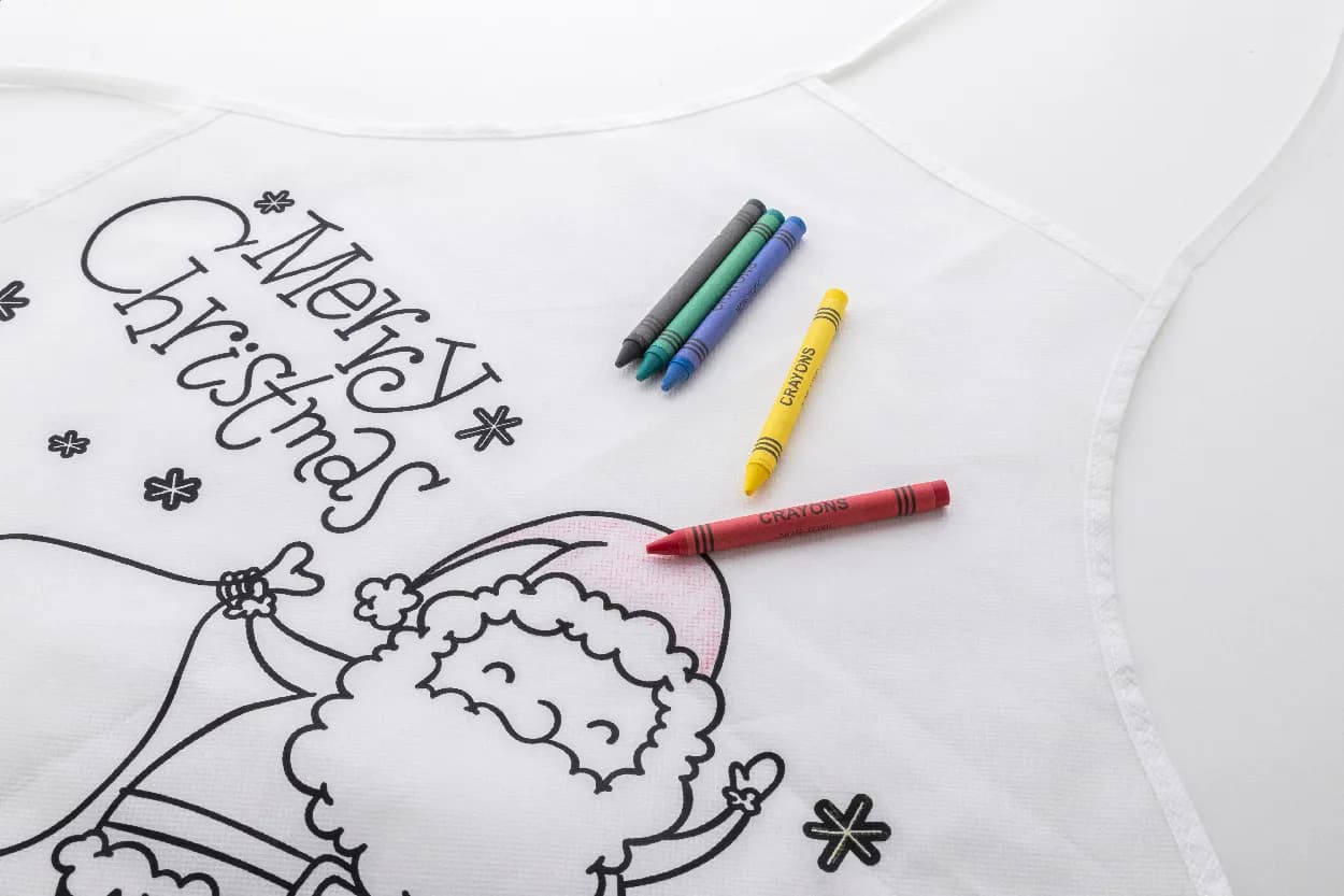 Weihnachtsschürze zum Ausmalen für Kinder - Julfar Cook - weiß