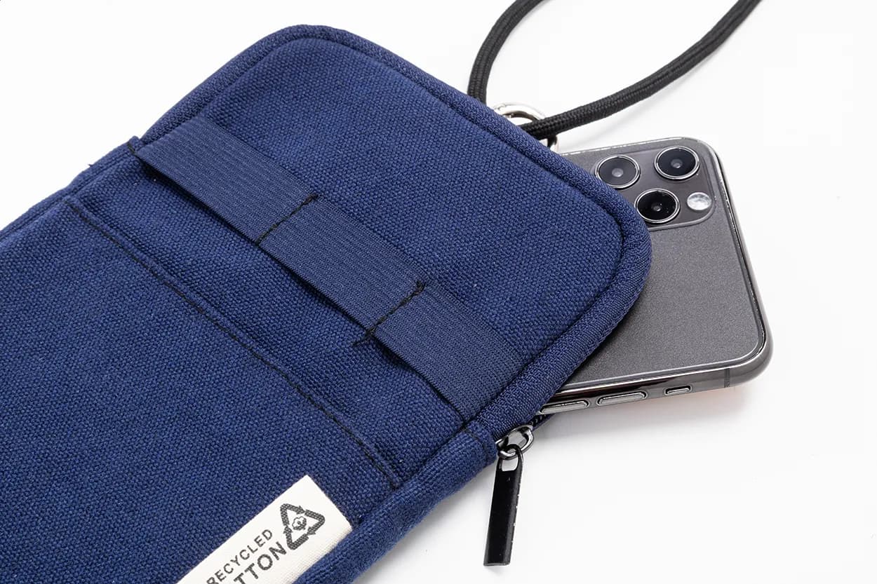Umhängetasche für Handys aus recyceltem Canvas - CanvaFon - blau (-06)