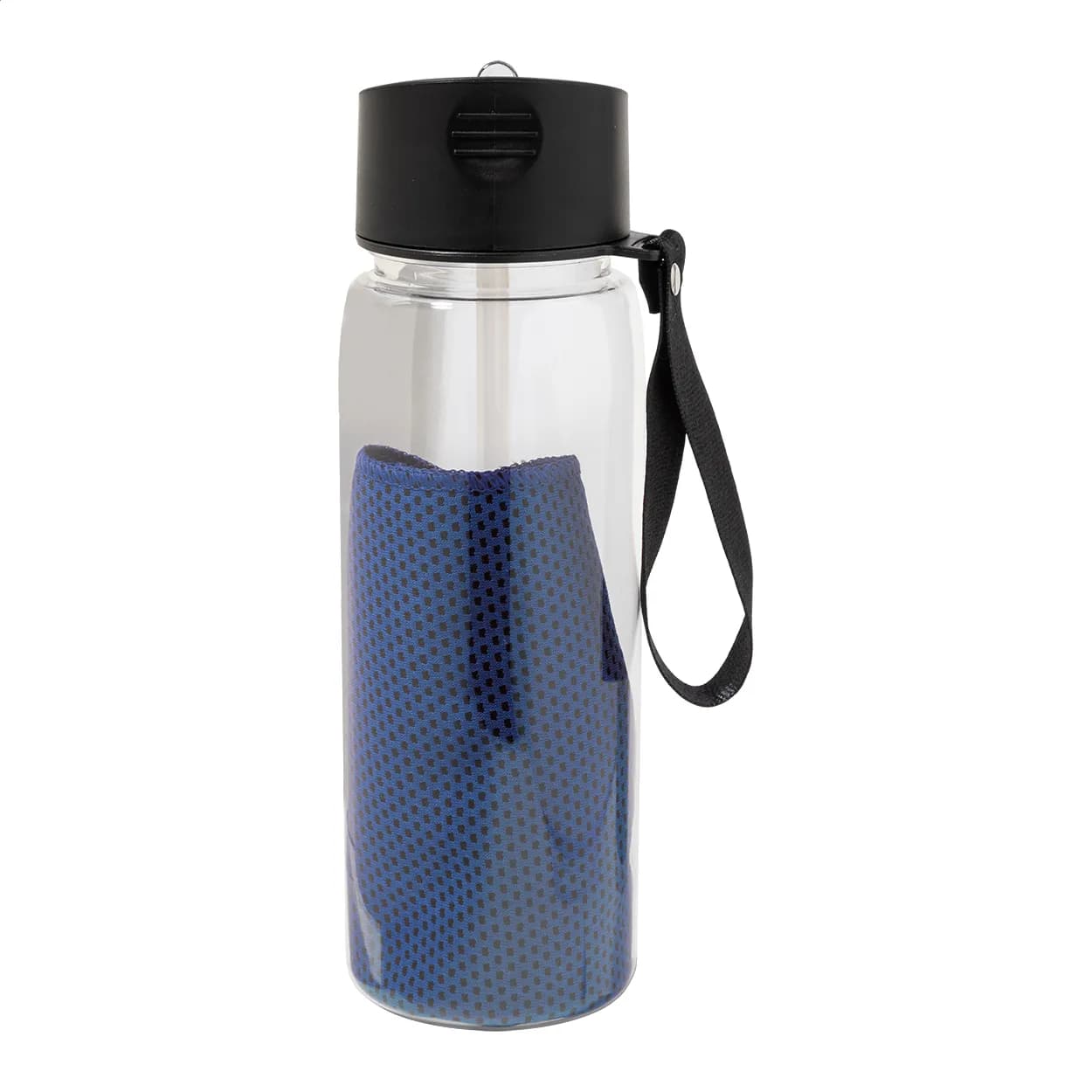 RPET Trinkflasche mit Handtuch - Fitmax - blau (-06)