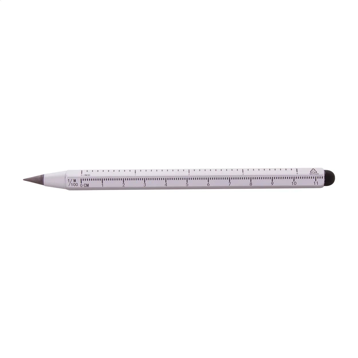 Tintenloser Stift mit Lineal - Ruloid - silber (-21)