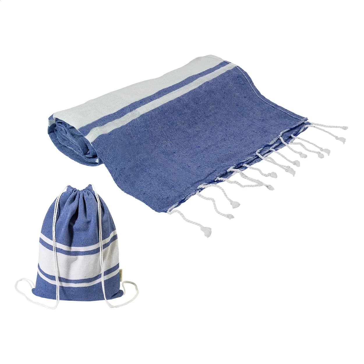 Strandtuch und Turnbeutel aus recycelter Baumwolle - Tortuga - dunkelblau (-06A)