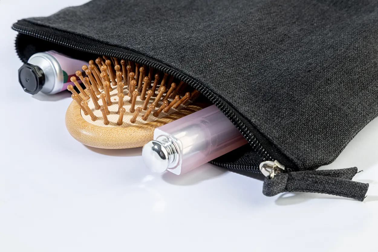 Kosmetiktasche aus recycelter Baumwolle - Cospex - schwarz (-10)