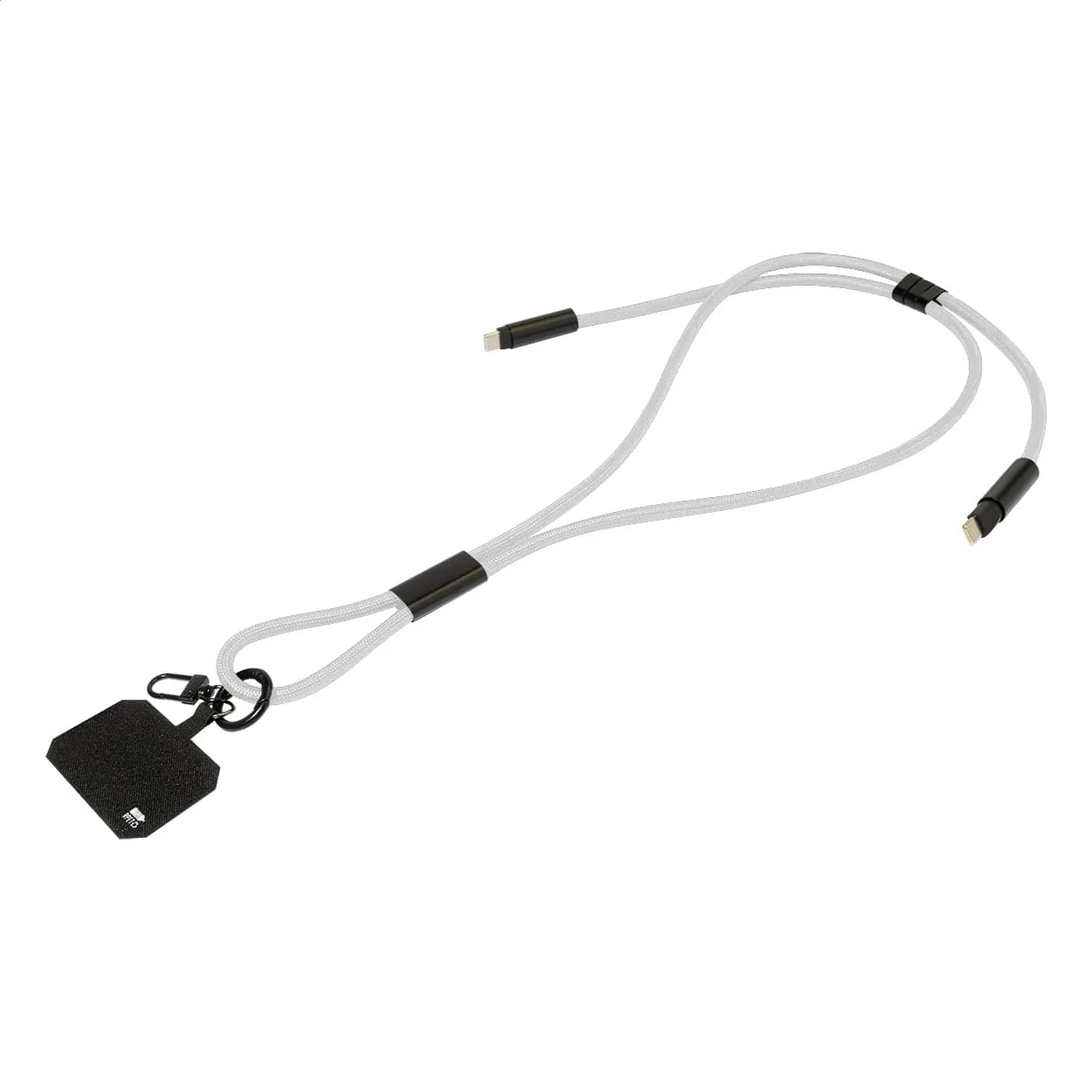 60W Lanyard mit Lade- und Datenkabel aus RPET - HolCharge - weiß (-01)