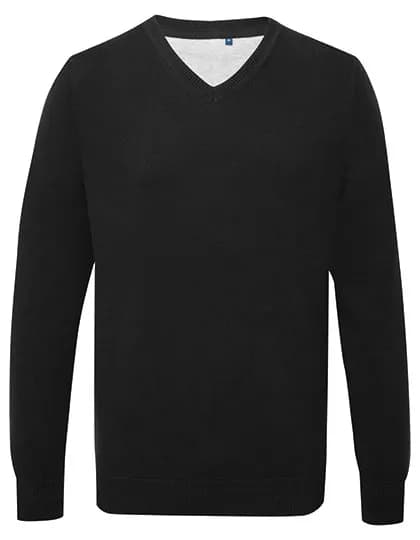 Men´s Cotton Blend V Neck Sweater - Black