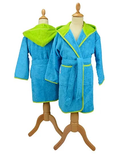 Boyzz&Girlzz® Hooded Bathrobe - Aqua Blue/Lime Green