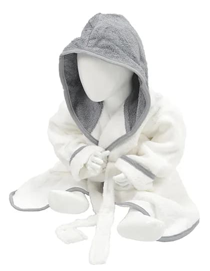 Babiezz® Bathrobe With Hood - White/Anthracite Grey