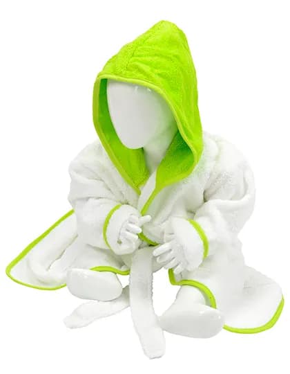 Babiezz® Bathrobe With Hood - White/Lime Green