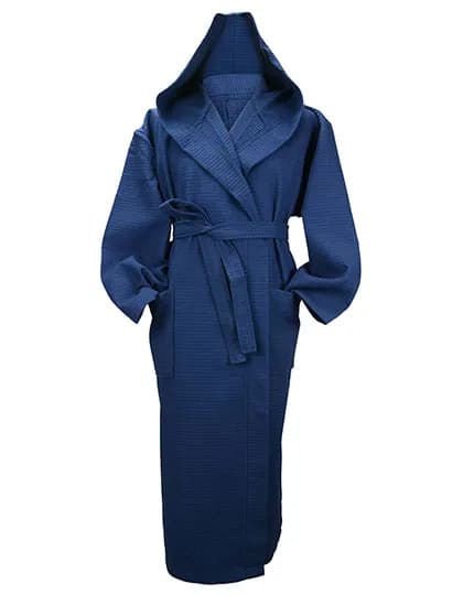 Robezz® Waffle Bathrobe With Hood - French Navy