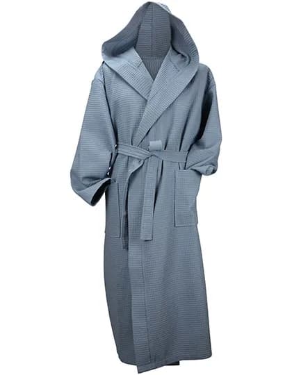 Robezz® Waffle Bathrobe With Hood - Jeans Blue