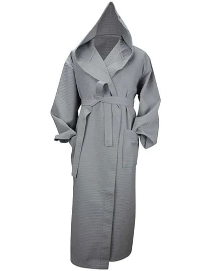 Robezz® Waffle Bathrobe With Hood - Light Grey
