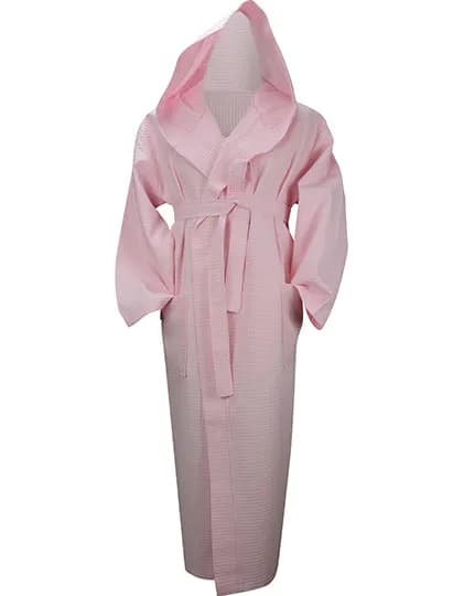 Robezz® Waffle Bathrobe With Hood - Light Pink