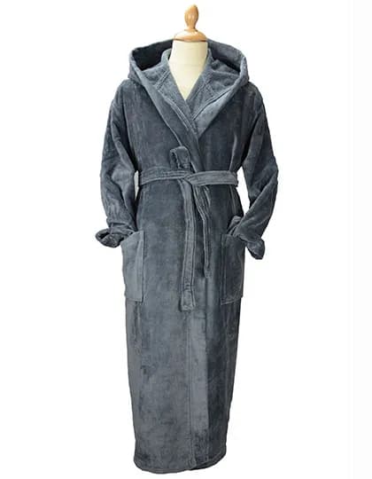 DeLuxe Velour Bathrobe with hood - Dark Grey
