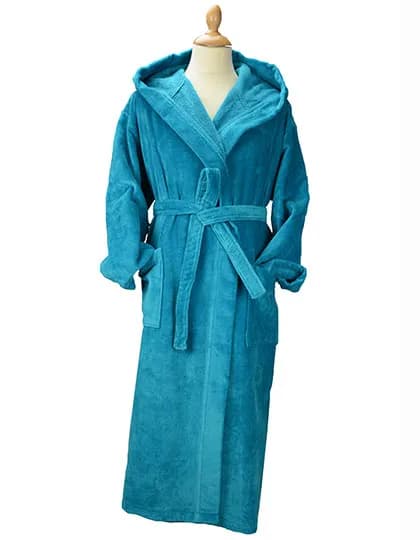 DeLuxe Velour Bathrobe with hood - Deep Blue