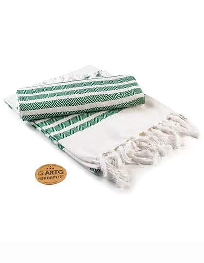 Hamamzz® Dalaman Towel - White/Dark Green
