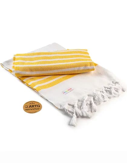 Hamamzz® Dalaman Towel - White/Dark Yellow