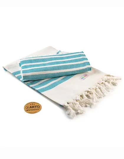 Hamamzz® Dalaman Towel - White/Petrol
