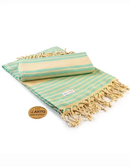 Hamamzz® Original Bodrum DeLuxe Towel - Mint Green/Ivory