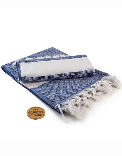 Hamamzz® Marmaris DeLuxe Towel - Navy Blue/White