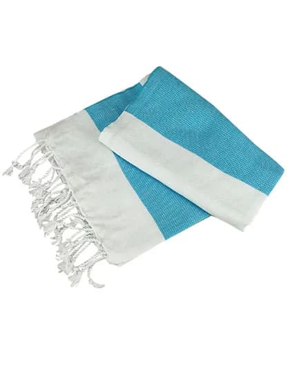 Hamamzz® Hamam Towel Antalya - White/Aqua Blue