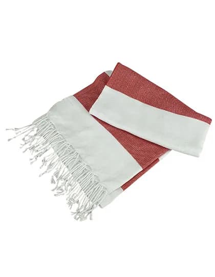 Hamamzz® Hamam Towel Antalya - White/Fire Red