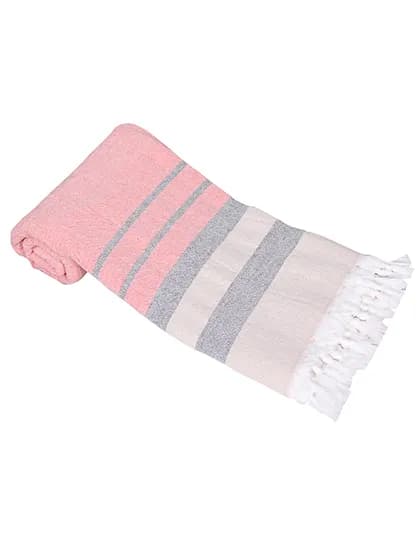 Hamam Towel Fantasy with Terry Backside - Orange/Black/Sand