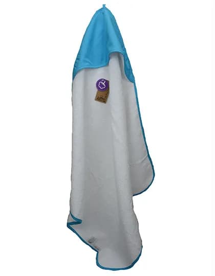 PRINT-Me® Baby Hooded Towel - White/Aqua Blue/Aqua Blue