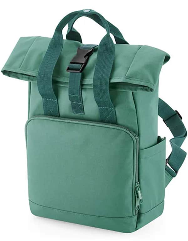 Recycled Mini Twin Handle Roll-Top Backpack - Sage Green