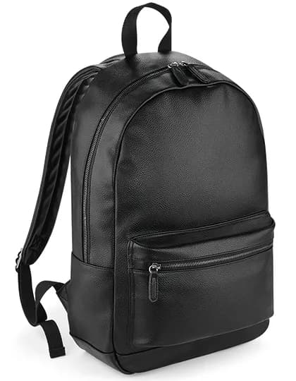 Faux Leather Fashion Backpack - Black