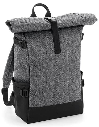 Block Roll-Top Backpack - Grey Marl/Black
