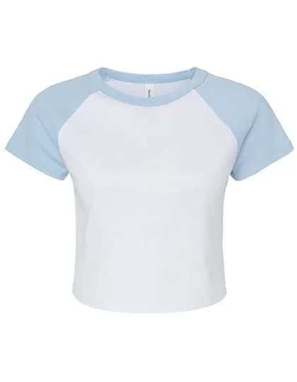 Women´s Micro Rib Raglan Baby Tee - White/Baby Blue