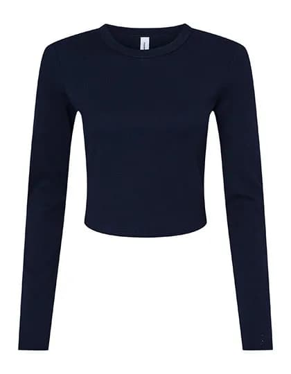 Women´s Micro Rib Long Sleeve Baby Tee - Solid Navy Blend