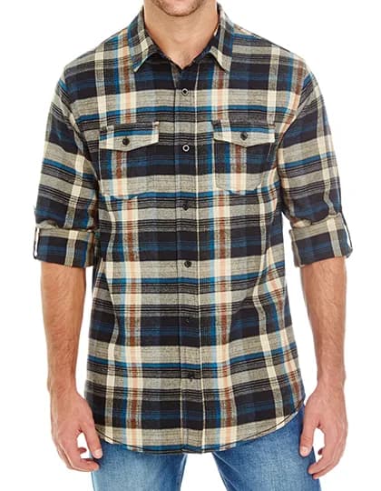 Woven Plaid Flannel Shirt - Khaki Check