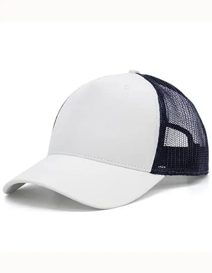 5-Panel Trucker Cap Recycled - White/Navy