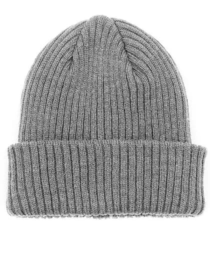 POLYLANA® Rib Beanie With Cuff - Grey Melange
